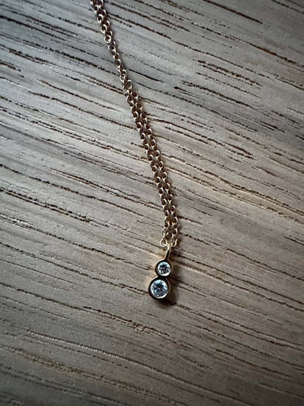 Delicate Gold Necklace with Dual Clear Stone Pendants